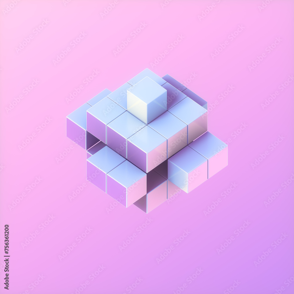 Aufkleber trendy neon background with abstract geometric figure. 3d rendering digital illustration