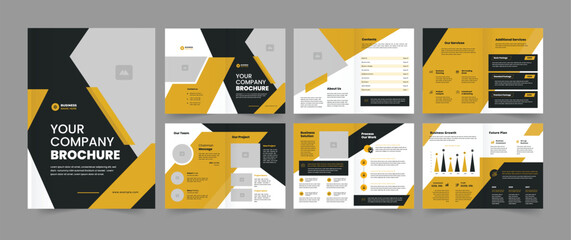 Business brochure design, 12 page company brochure editable template - obrazy, fototapety, plakaty
