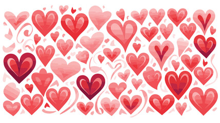 valentines heart and pattern flat vector isolated on
