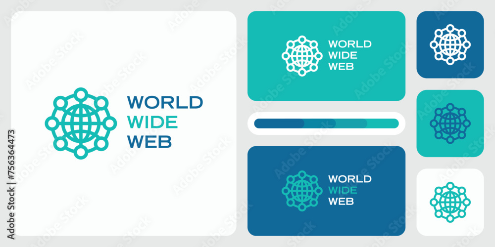 Aufkleber vector logo design of globe line shape and technology connection with modern, simple, clean and abst