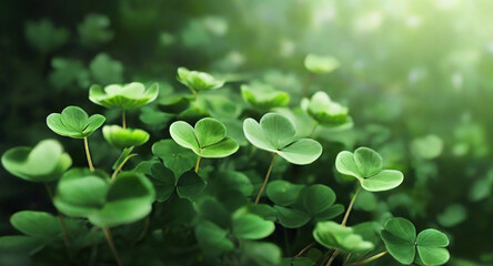 Lush Green Clover Field Bathed in Sunlight