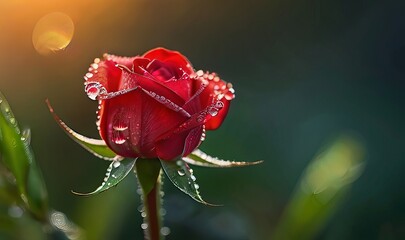Beautiful rose with a blurred background of a sunset 