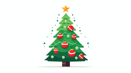 Vector icon of Christmas tree decorated with balls 
