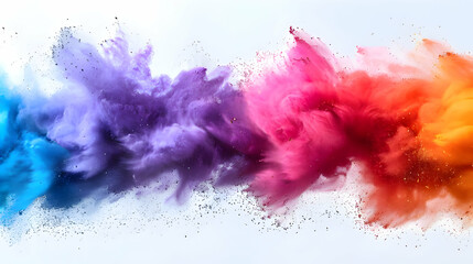 Violet and magenta petals explode on white canvas, creating an artful rainbow