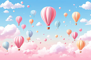 flying balloons in the sky