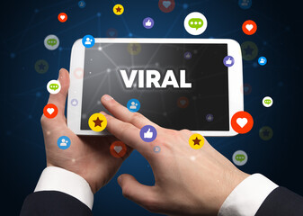 Close-up of a touchscreen, social media concept