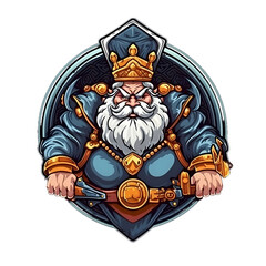 Fat Old King Illustration can be used for T-shirt Design Isolated on Transparent Background. King Emblem