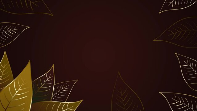 Luxurious abstract leaves with golden lines, modern luxurious motion graphic background