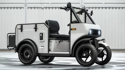 Outdoor kussens A electric tricycle cargo with a white background. Generative AI. © visoot