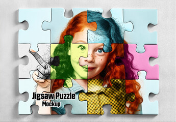 Jigsaw Puzzle Mockup. Ai Generated