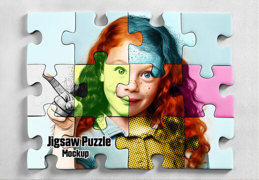Jigsaw Puzzle Mockup. Ai Generated