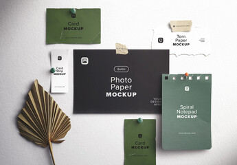 Photo Collage Mockup with Papers - obrazy, fototapety, plakaty