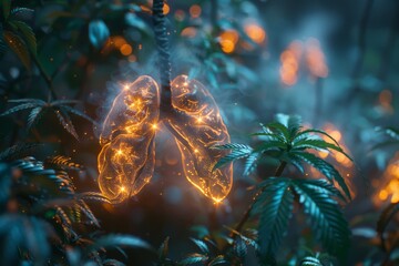 Smoker's lungs, cigarette destroys and poisons human lungs with smoke - obrazy, fototapety, plakaty