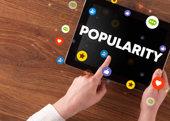 Close-up of a touchscreen, social media concept