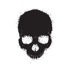 Grunge human skull with distressed effect Illustration. Silhouette vector. Isolated on white background.