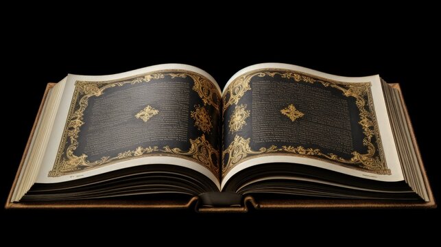 Mystical Book Art: Illuminated Manuscripts with Golden Accents and Magical 3D Scenes