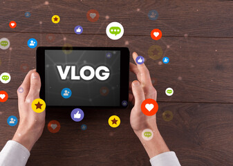 Close-up of a touchscreen, social media concept