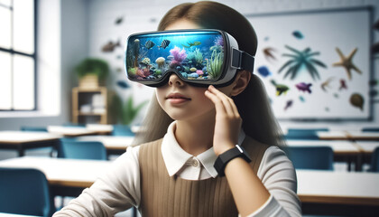 Student's Voyage into Virtual Aquatic Wonder through VR - 756373033