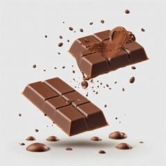 Chocolate pieces. 3d realistic vector icon