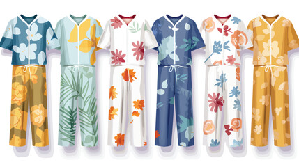 Summer pajamas sets  geometric  floral patterns  fla
