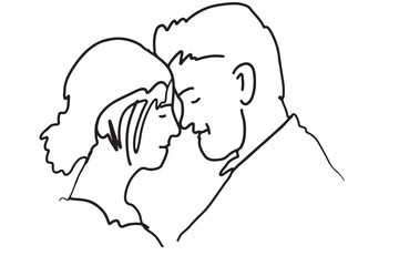 couple  hugging. line drawing illustration for your design