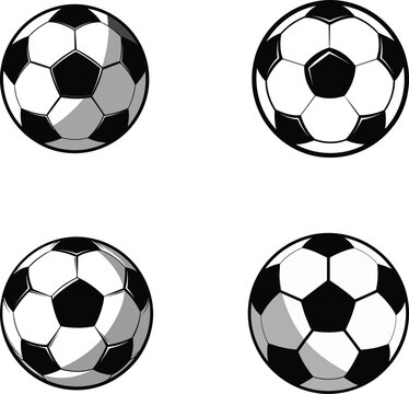 set of soccer balls vector illustration, football vector illustration, Vector Soccer Ball Icon 