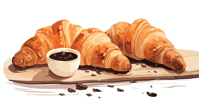 Three different croissants lying together waiting to