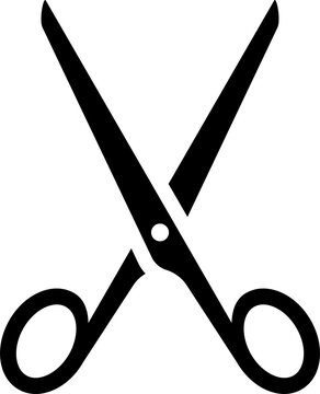 Black scissor icon flat style