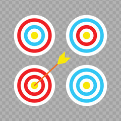 Archery target with a arrow hitting the center, Concept of archery or reaching the goal in business, Vector illustration