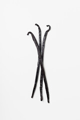 Vanilla beans on white background
