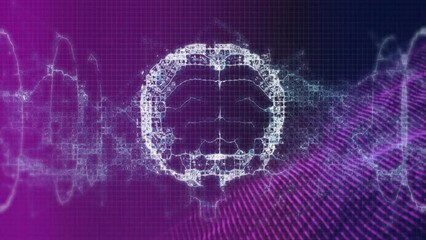 Animation of dna strand over spinning digital brain - Powered by Adobe