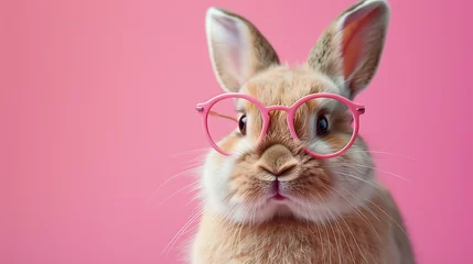Foto op Aluminium a funny rabbit with pink glasses © Arcady