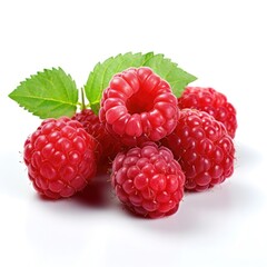 Raspberry cutout minimal isolated on white background. Fresh raspberry, closeup. Summertime concept for package, grocery product advertising. Realistic, icon, detailed.