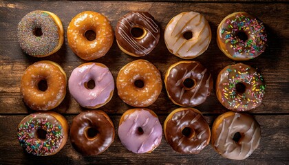 donuts on dark wooden background