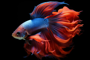 Fototapeta premium Fancy fighting fish are native to Thailand and are commonly raised for their beauty.