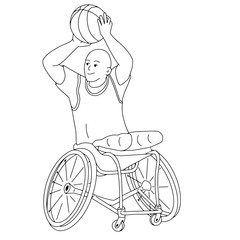 Joueur de basket en fauteuil en ligne noire