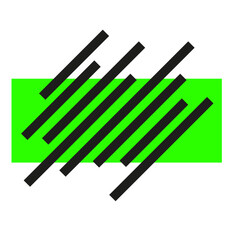 rectangle vert et traits noirs style memphis
