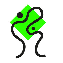 carré vert et ligne noire style memphis