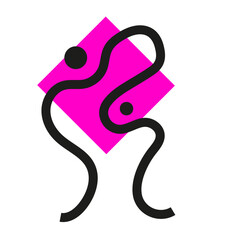 carré rose et ligne noire style memphis