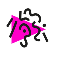 triangle rose et traits noirs style memphis
