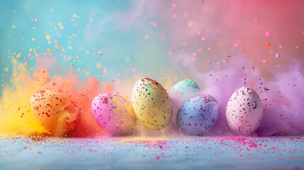 Easter eggs in stop motion with in colorful 
