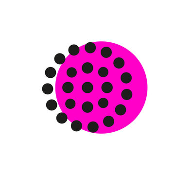 rond rose et points noirs style memphis