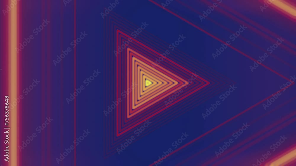 Fototapete Strips of LED light in the shape of a triangle. 3d rendering loop animation 4K