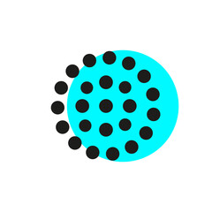 rond bleu et points noirs styles memphis