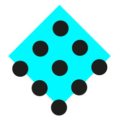 carré bleu et points noirs styles memphis