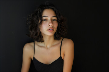 Fototapeta premium Hispanic Woman in Black Tank Top Posing for Picture