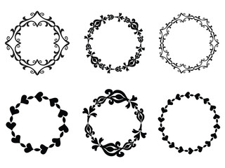 Set of floral frames. Set of beautiful geometric floral designs. Good for greeting cards and invitations of wedding, birthday, Valentine's Day, mothers day.