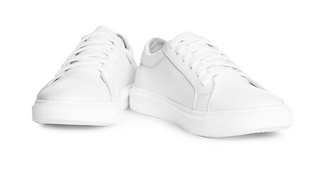 Pair of stylish sneakers isolated on white