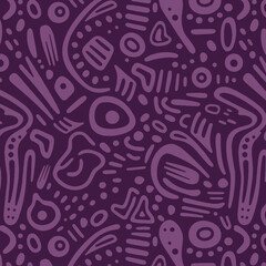 Cute vector pattern with matisse style shapes. Abstract colorful horizontal background of simple organic shapes and lines. Contemporary doodle art backdrop. Hand drawn random figures, blobs, scribble