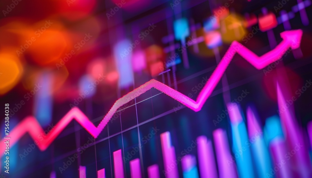 Poster dynamic financial progress arrows backdrop with ample space provided for strategic text placement